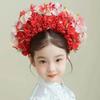 Chinese Style Hairpin Flowers Headband Hair Clip Floral Bridal Wedding Tiara Flower-decorated Girls Headwear Hair Accessories