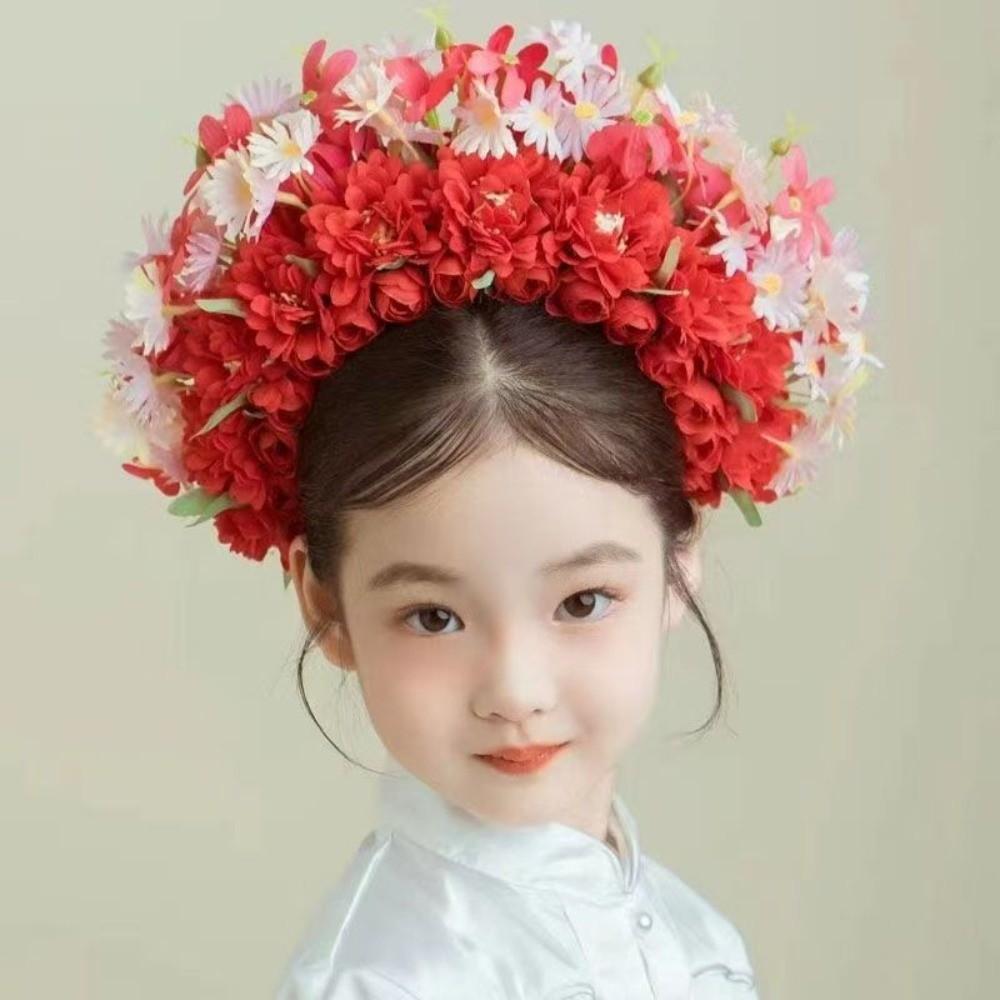 Chinese Style Hairpin Flowers Headband Hair Clip Floral Bridal Wedding Tiara Flower-decorated Girls Headwear Hair Accessories