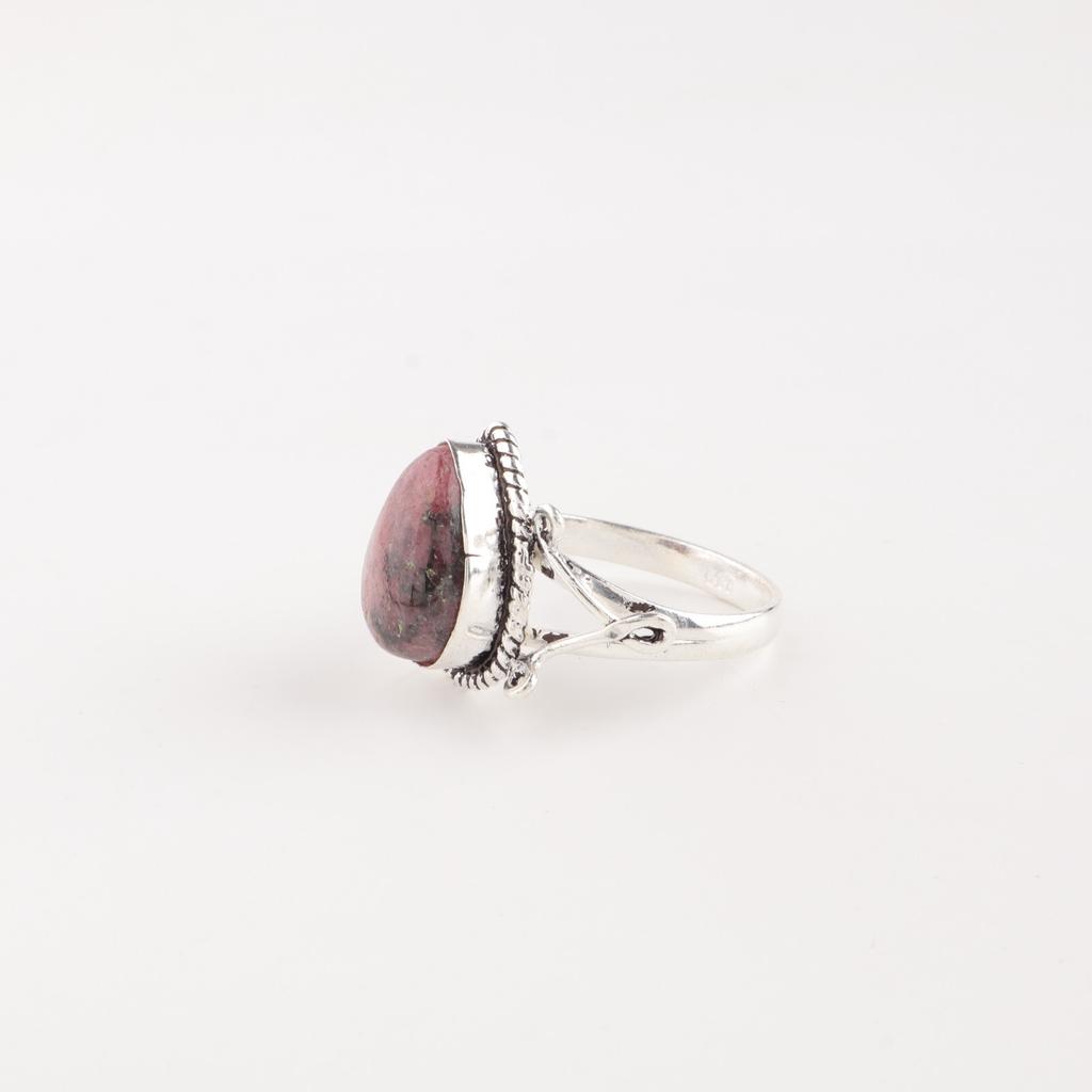 Black Rhodonite Gemstone 925 Sterling Silver Jewelry Handcrafted Statement Ring RR-57-28