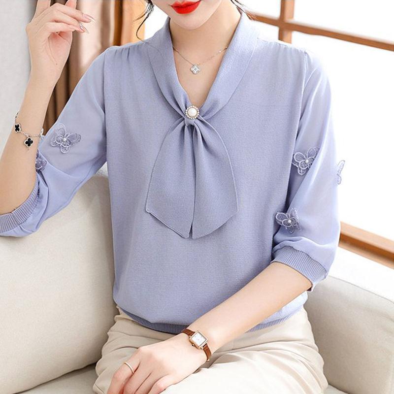 Nová podzimní móda Šálový límec na popruhy Capri rukávy Módní Všestranný Zeštíhlující a Zahraniční styl Omlazující Pletený top pro maminku