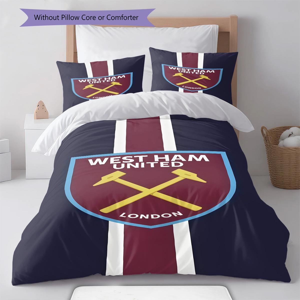 

West Ham logo Bedding Quilt Set Quilt Cover Pillowcase Home Decoration Birthday Gift (1 * duvet cover + 2 * pillowcase, without core) 155x200cm