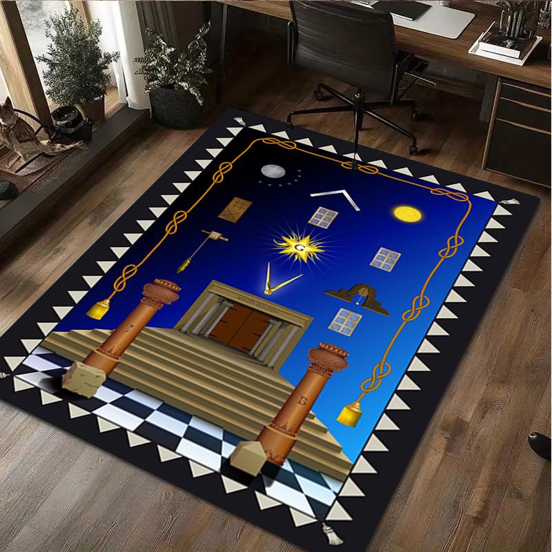 1 Tapis Imprimé Franc-Maçon - Tapis de Décoration Intérieure Pour Salon Chambre Sol Zone de Chaise d'Ordinateur Tapis