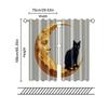 2 Pcs   Filtering Curtains (excluding Rods   Non-movable   Without Batteries) Black Cat On Moon for Use In Bedrooms and Living