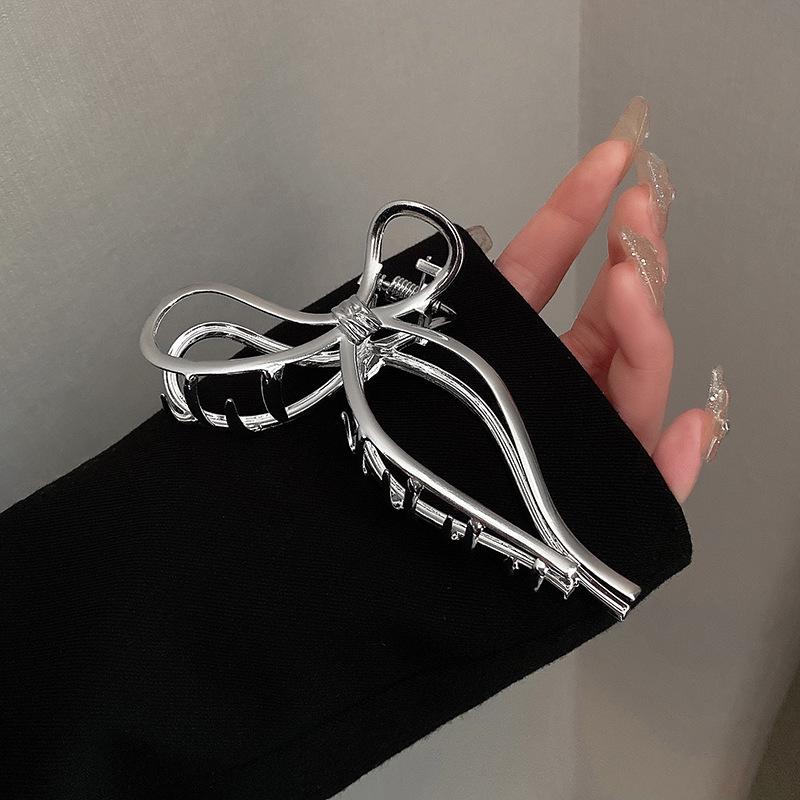Korean-Style Metal Bow Hair Claw Clip - Large High-End 2022 Design