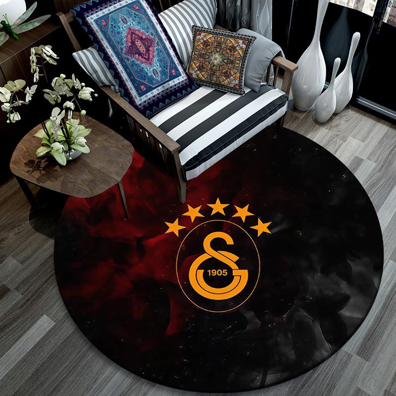 Galatasaray2 Round Area Rug,Carpet Rug for Living Room Bedroom Sofa Playroom Decor,Non-slip Floor Mat