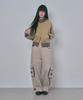 MOO Contrast Cargo Cotton Pants - Light Beige