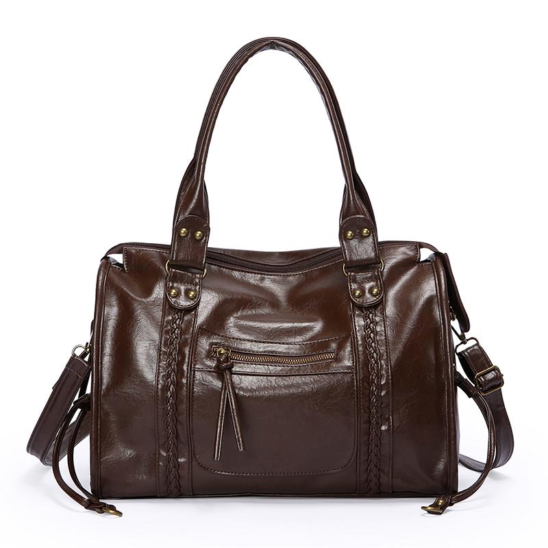 

Women Punk Biker Tote Bag Large Capacity PU Leather Crossbody Purse with Multi Pockets for Work Commute Moto Style Shoulder Bags