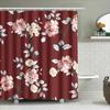 Floral Print Shower Curtains Pink White Flower Design, Modern Bath Decoration, 3D Printing Waterproof Fabric, Room Decor For Bat