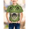 T-shirt z drukiem dinozaura 3D Realistyczny T-Rex Grafika Okrągły dekolt Krótki rękaw Casualowy letni top Oddychający Męskie ubrania