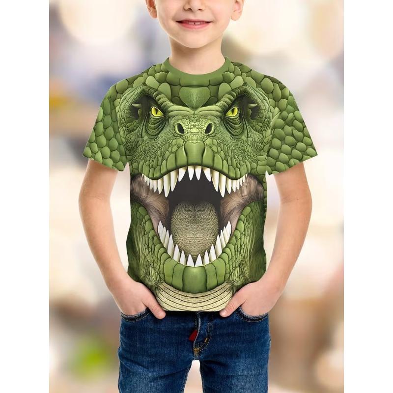 

3D Dinosaur Print T-Shirt Realistic T-Rex Graphic Crew Neck Tee New Short Sleeve Casual Summer Top Breathable Men Clothes 100