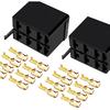 GI1407 Lot/Sets 6.3mm 14-16AWG Female Gold Spade Terminal Connector + Rocker Switch Plug Connect Box Socket ARB Carling (4 Sets)