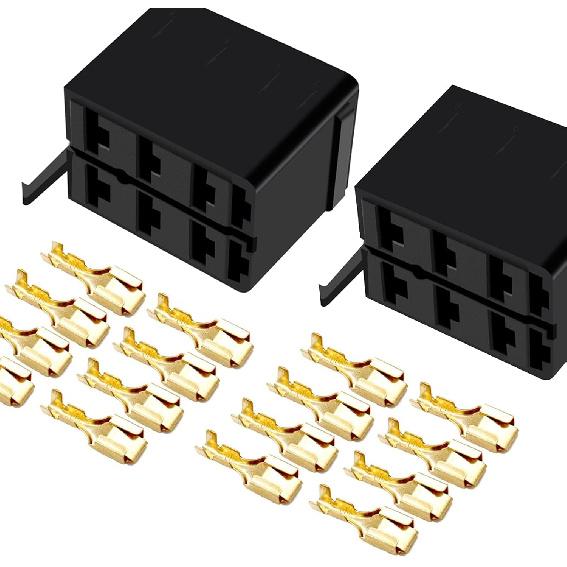 GI1407 Lot/Sets 6.3mm 14-16AWG Female Gold Spade Terminal Connector + Rocker Switch Plug Connect Box Socket ARB Carling (4 Sets)