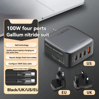 100w Four Port Gallium Nitride Charger Set GaN Super Fast Charging EU/US Charging Plug Desktop Charger