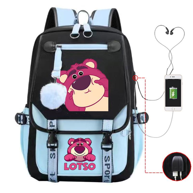 Mengmeng Xiaoqing Strawberry Bear Printing College Style Campus Primary School Student School Bag Lightweight And Large Capacity