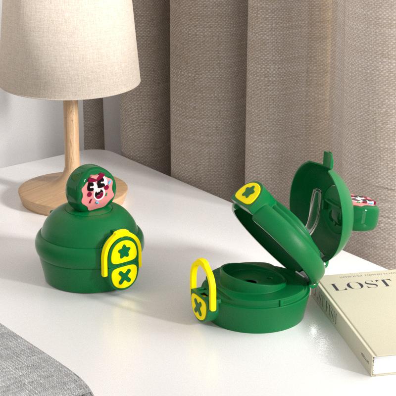 Stainless steel cartoon boys and girls cute large capacity straw water cup