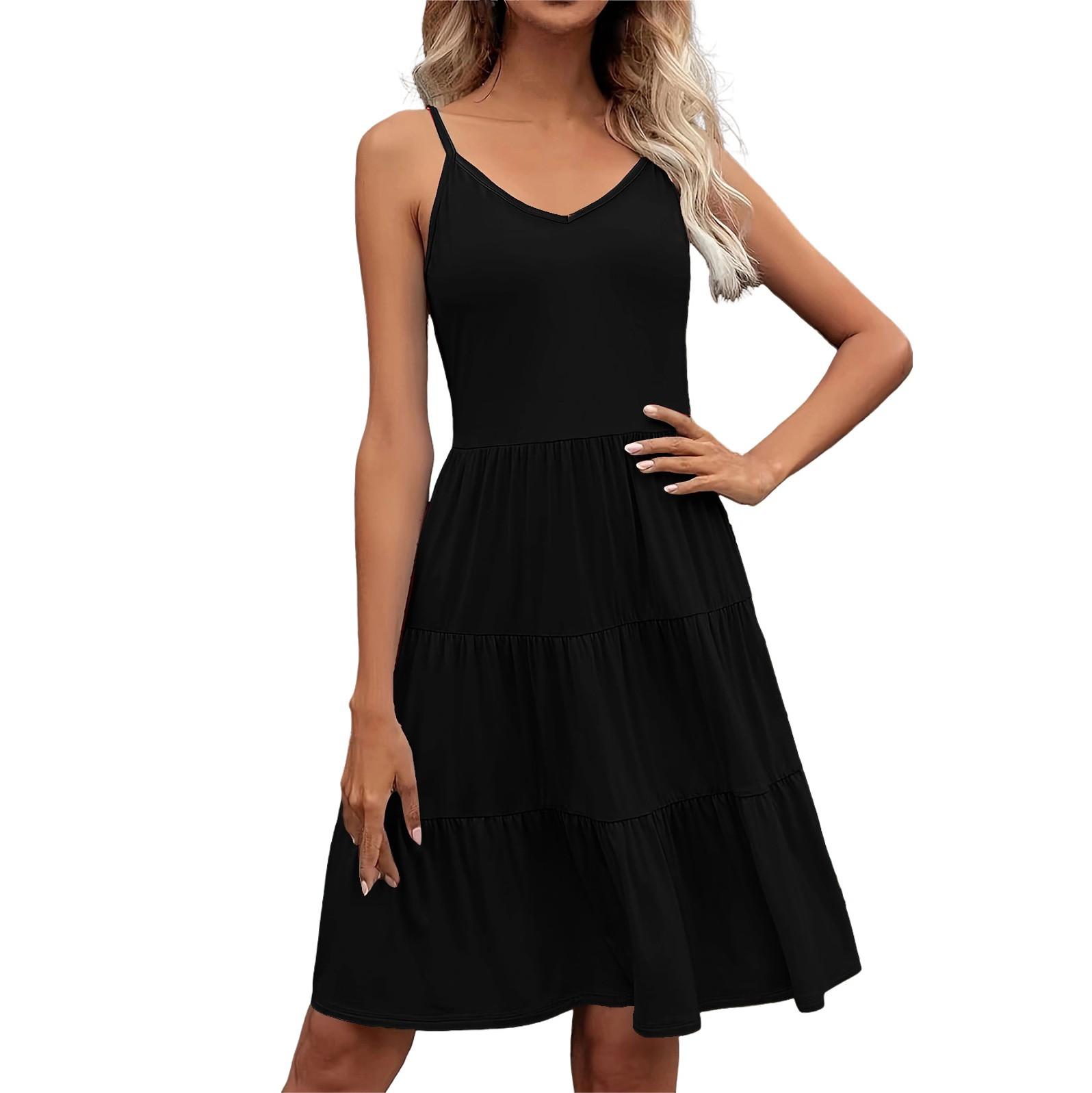 Женские модные однотонные многослойные плиссированные платья без рукавов без бретелек — фото 3