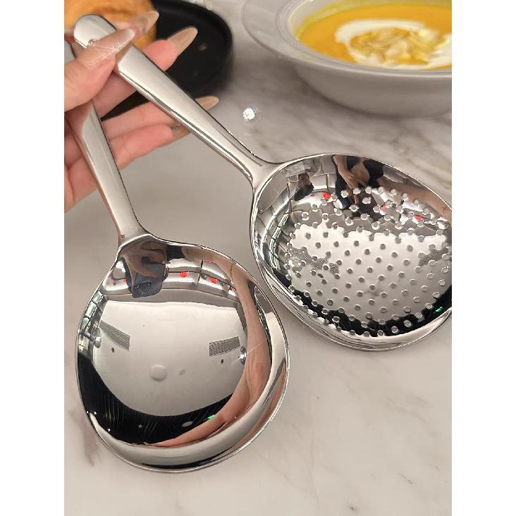 2Pcs Stainless Steel Ladles For Serving Soup Rice Serving Spoon Drain Hole Heat Insulated Handle Kitchen Utensils For Daily Use4