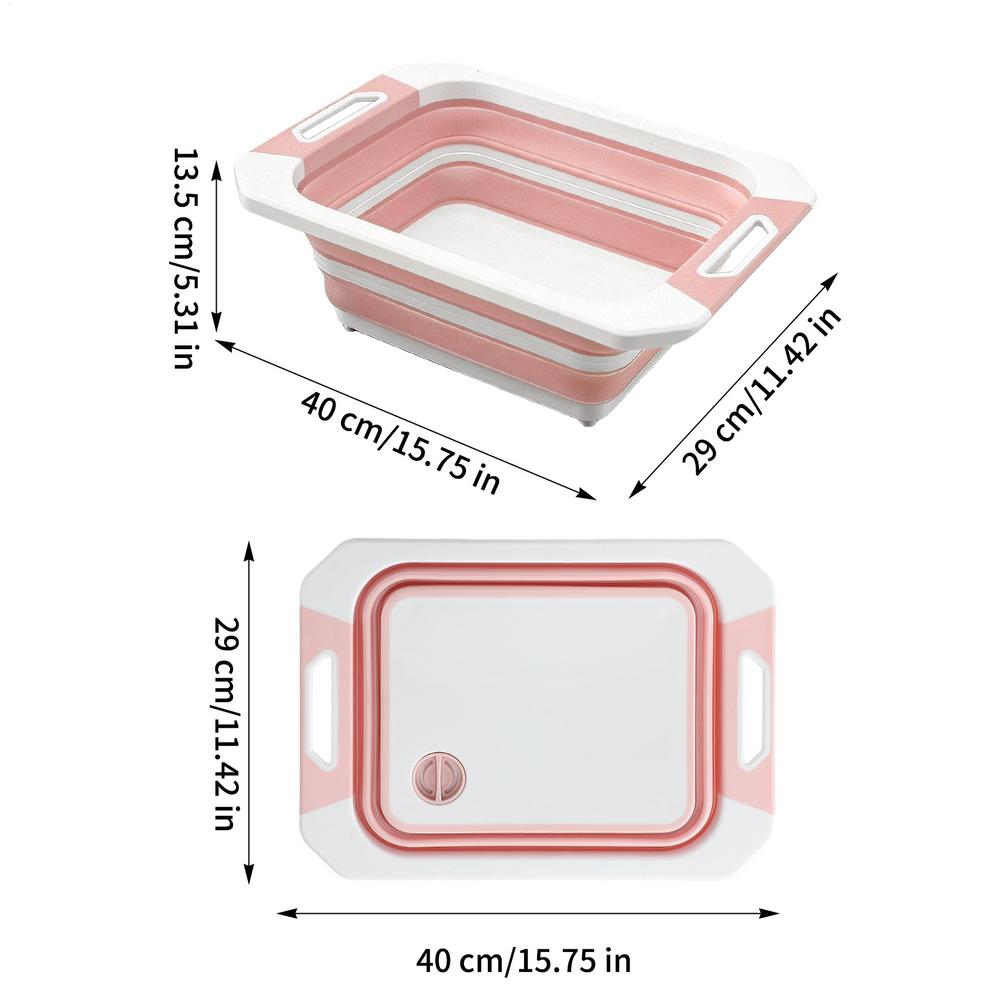 

Chopping Board For Camping Compact Multipurpose Bin Foldable Cutting Board Basin For Meat Fruit Vegetables BBQ Picnic Backyard рожевий