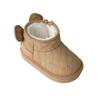 Baby Snow Boots [Bear Ling Embroidery] 22 Autumn and Winter Boys and Girls Treasures Children's Low High Help Embroidery Smiley Face Ear Milk Tea