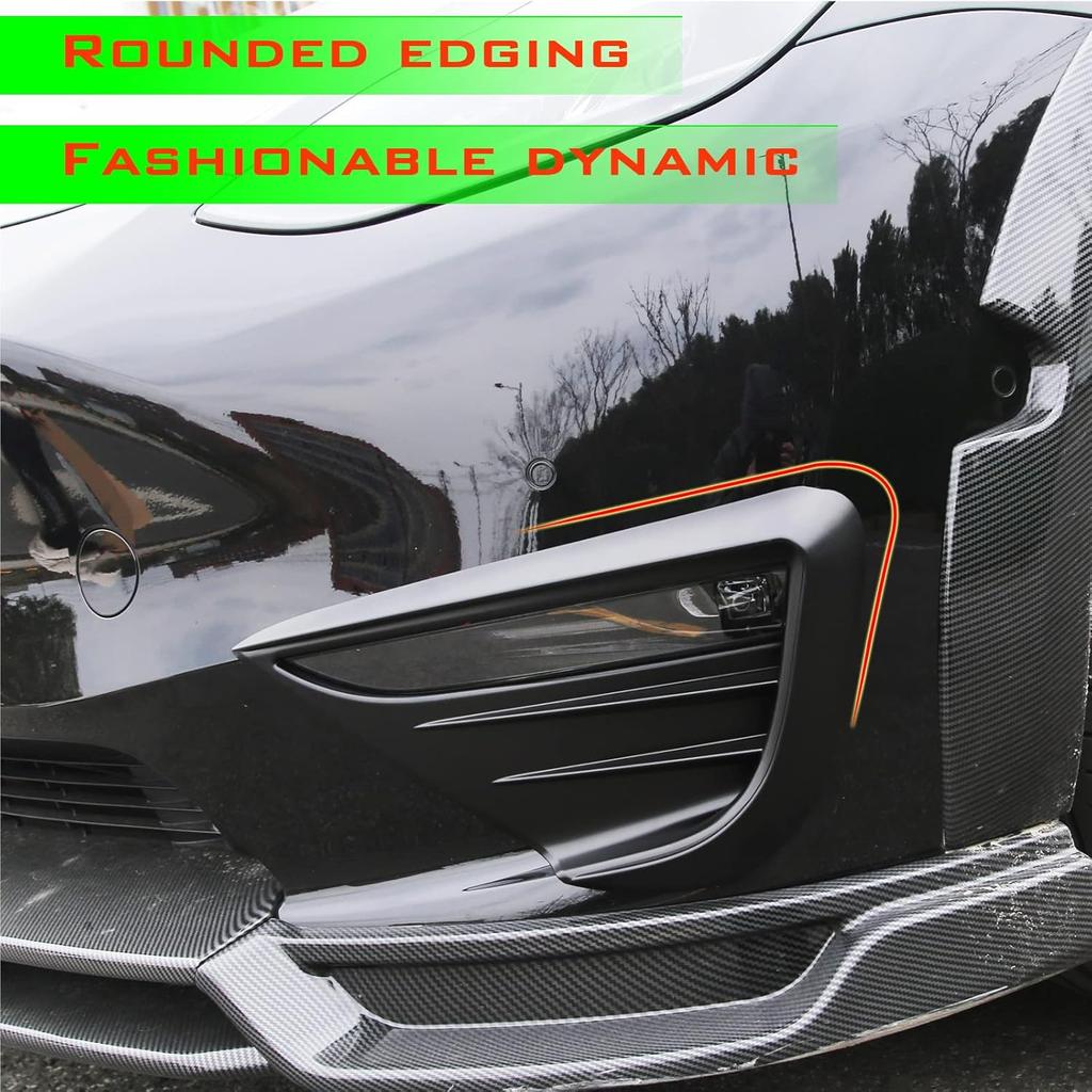 Yhcdsea For -2024 Tesla Model Y Front Fog Light Cover Trim Eyebrow Frame Decorative Accessories (Matt Black)