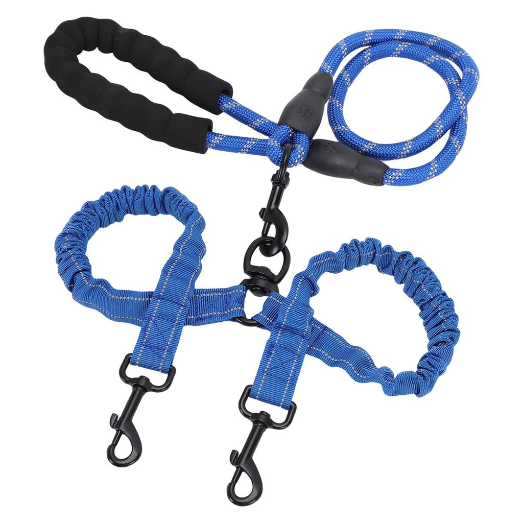 Dual Dog Leash Anti Tangling 360 degrees    Joint Shock Absorbing Night Reflective Double Ended   Pet Leash