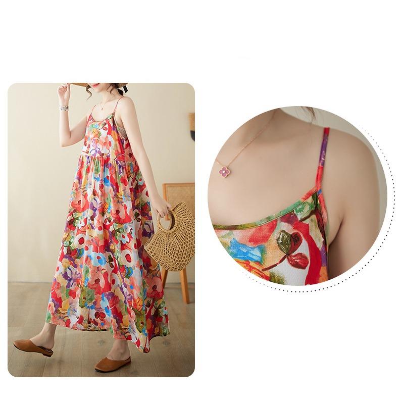 Mori women pullover sleeveless dress summer new literary lady chest halter loose big yards skirt