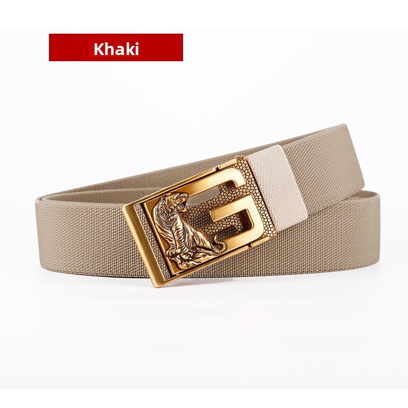 

Плетёный мужской ремень с автоматической пряжкой «Зодиак» Gugeti, модный эластичный холщовый универсальный ремень класса люкс Length 125cm хаки