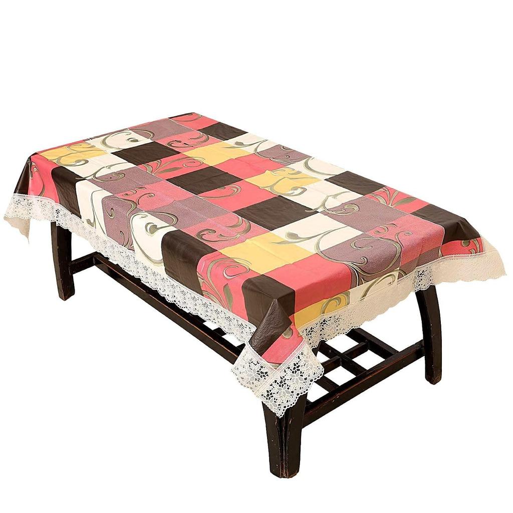 Floral PVC 2-4 Seater Centre Table Cover Rectangle Shape (40x60-inches, Cream)-Printed