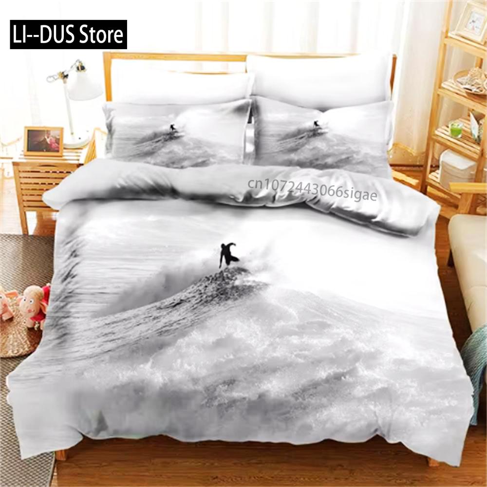 Nyári Szörf Tengerparti Vakáció Paplanhuzat Kék Víz Paplan Ágynemű Szett Felnőtteknek Queen Méret 3d Paplan Ágyszett Ágynemű Ágy