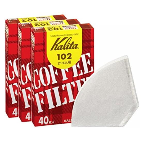 Kalita Coffee Filters, 102 Filter Paper, White, 40 Filter Sheets, Pack of 3