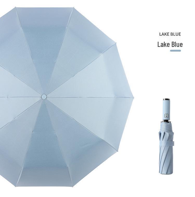Ten-Bone Automatic XL Sunshade Umbrella: Dual-Use, Rain or Shine, Folding Sun Umbrella with Black Glue Coating.