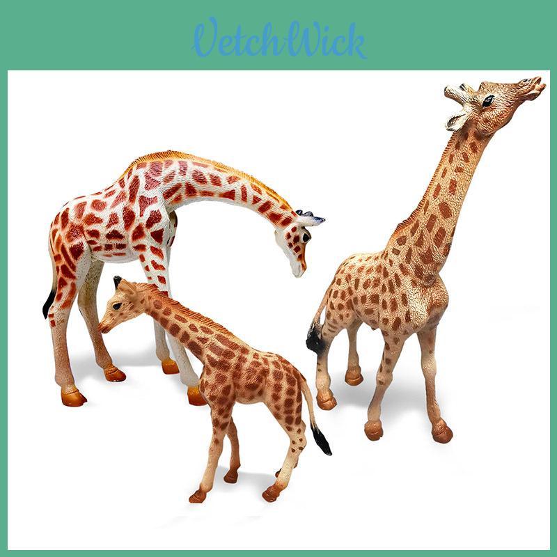 Wildlife Pvc Static Animal Figures Giraffe Family For Home Decor And Educational Use