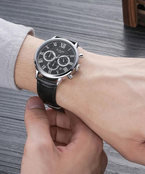 Seinteuseukoteuleondeon St3051L Osiris Chronograph Men'S Leather Watch 3 Models