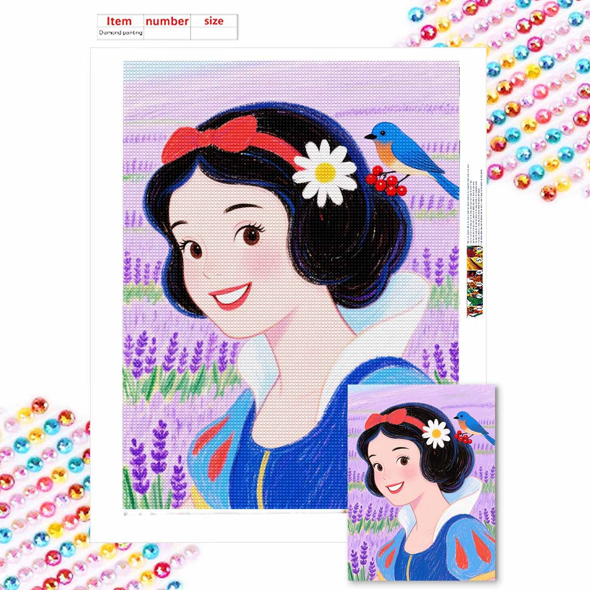 

Алмазная мозаика Красочная алмазная живопись Белоснежка Полная круглая вышивка Мультяшные креативные хобби Настенный декор Round 20x30cm