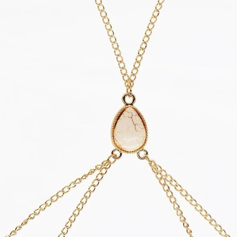 Women Summer Beach Accessories New Suspender Waist and Abdomen Body Turquoise Chain Jewelry Waist Chain Sexy Belly Chain