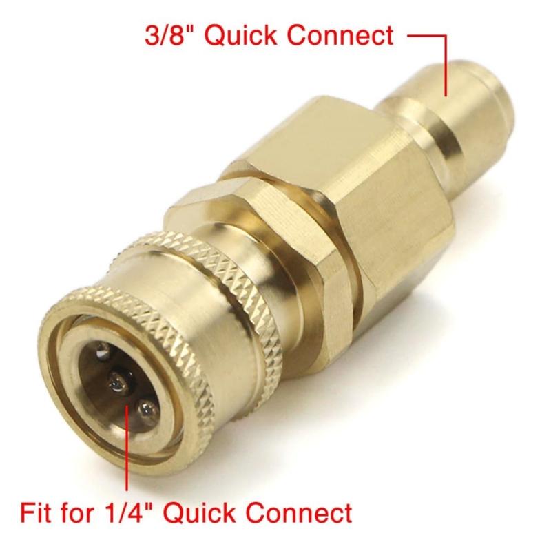 Pressure Washer Metal Joiner, 3/8 In Male and 1/4 In Female Quick Attach Adapter for Hose, Sprayer Tube, Nozzle and Outdoor Cleaning Equipment Use