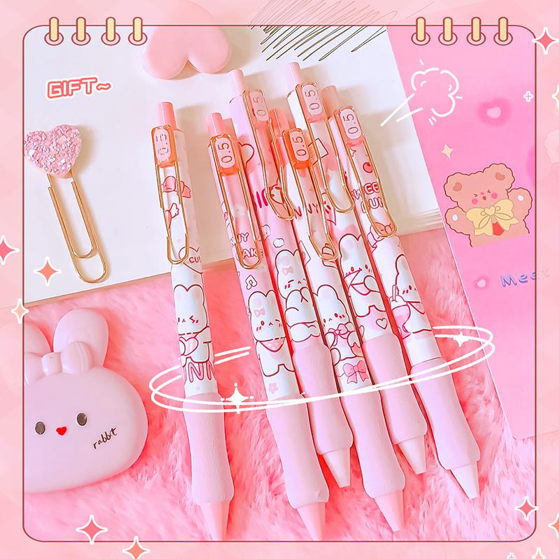 Aesthetic stationery items back to school cute rabbit  Ballpoint pen gel pens Elegant pens Kawaii Stationery supplies cute pens