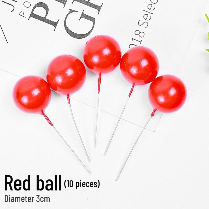 Sada zlatých kuličkových dekorací na dort - 10 kusů: Pěnová koule Narozeninová pekařská zapichovátka a doplňky na dezertní stůl