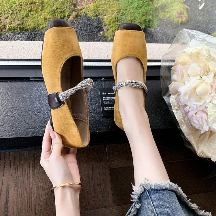 Xiaoxiangfeng Korean Version Temperament Mary Jane Shoes Women's Shoes Spring and Summer French Retro Soft-soled Single Shoes Black Shoes Loafers
