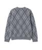 ADHOC Men'S Round Neck Argyle Oversized Knit (M-Grey) (Hbalk05)