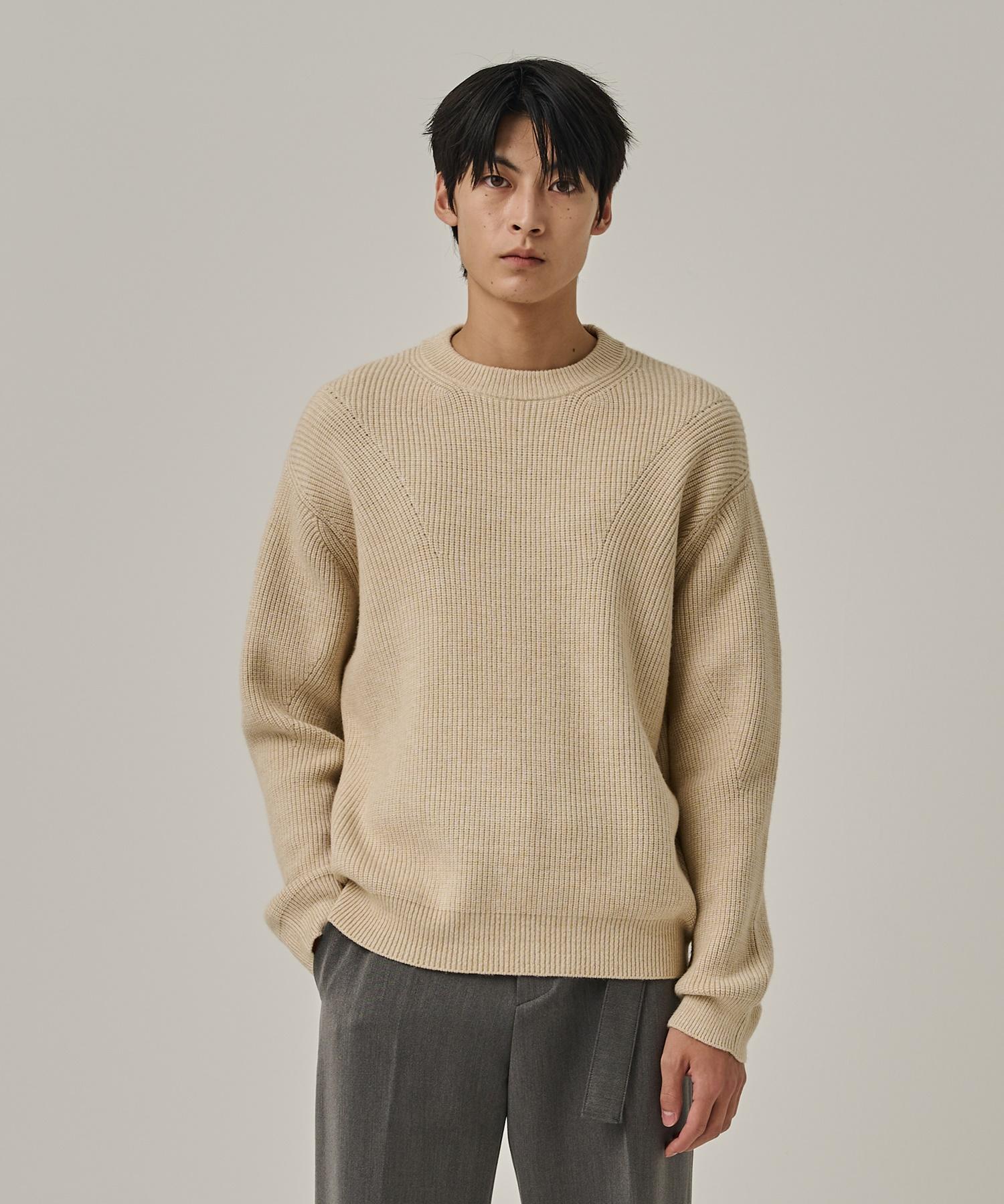 Analog Mood Semi-Overfit Hazzi Daily Round Knit (Oatmeal) Free