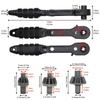 Set of 4 H-Type 2-In-1 Drill Chuck Key Ratchet Wrenches Featuring 3 Gear Specifications, a Versatile Black Tool Designed for Adjusting Drill Chucks