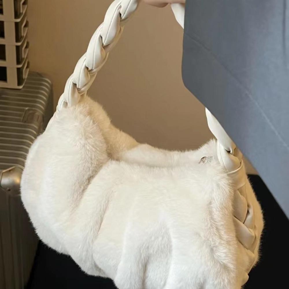 Autumn and winter niche design wool bag portable commuter bag women's 2023 new high-end plush shoulder armpit bag