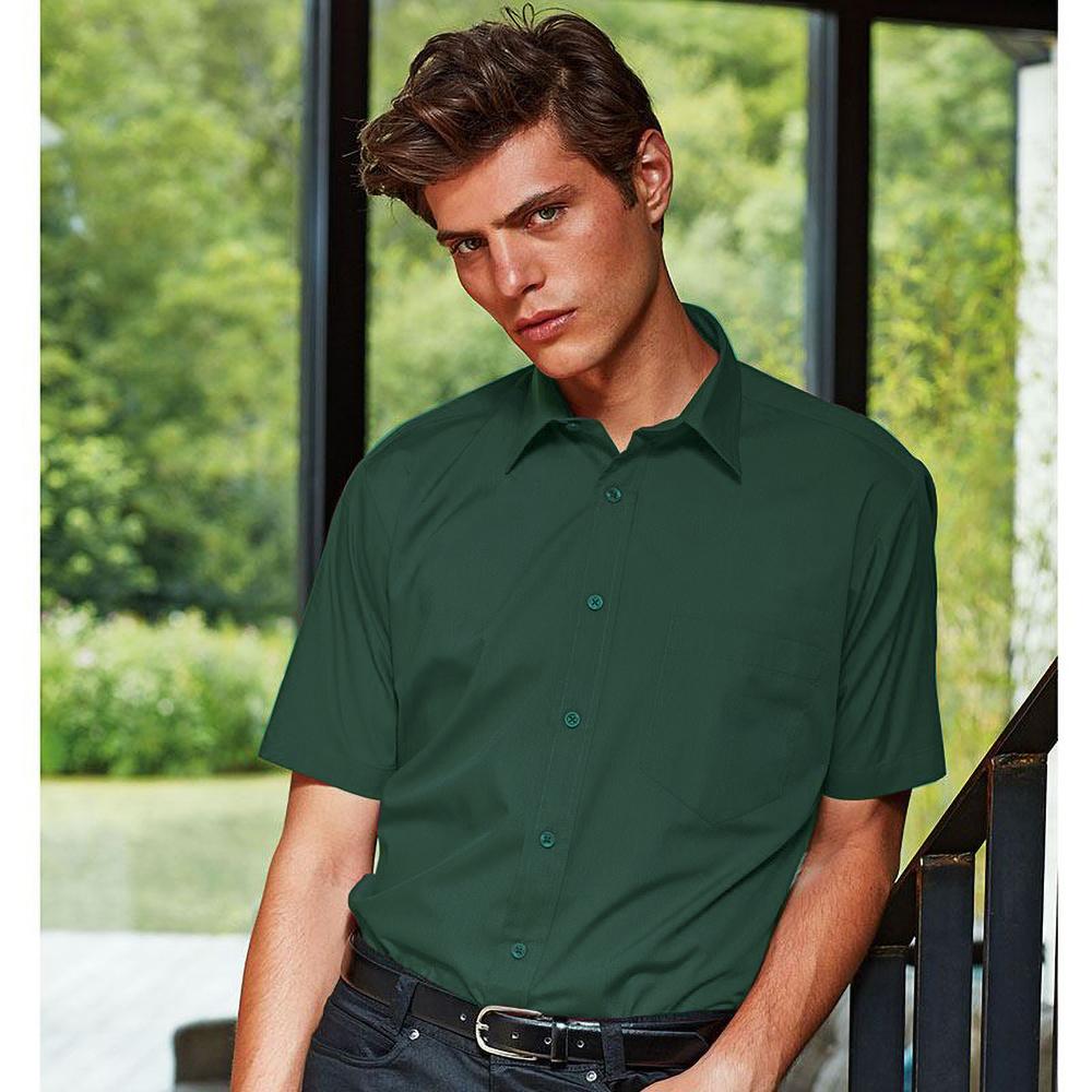 Premier Mens Short Sleeve Formal Poplin Plain Work Shirt