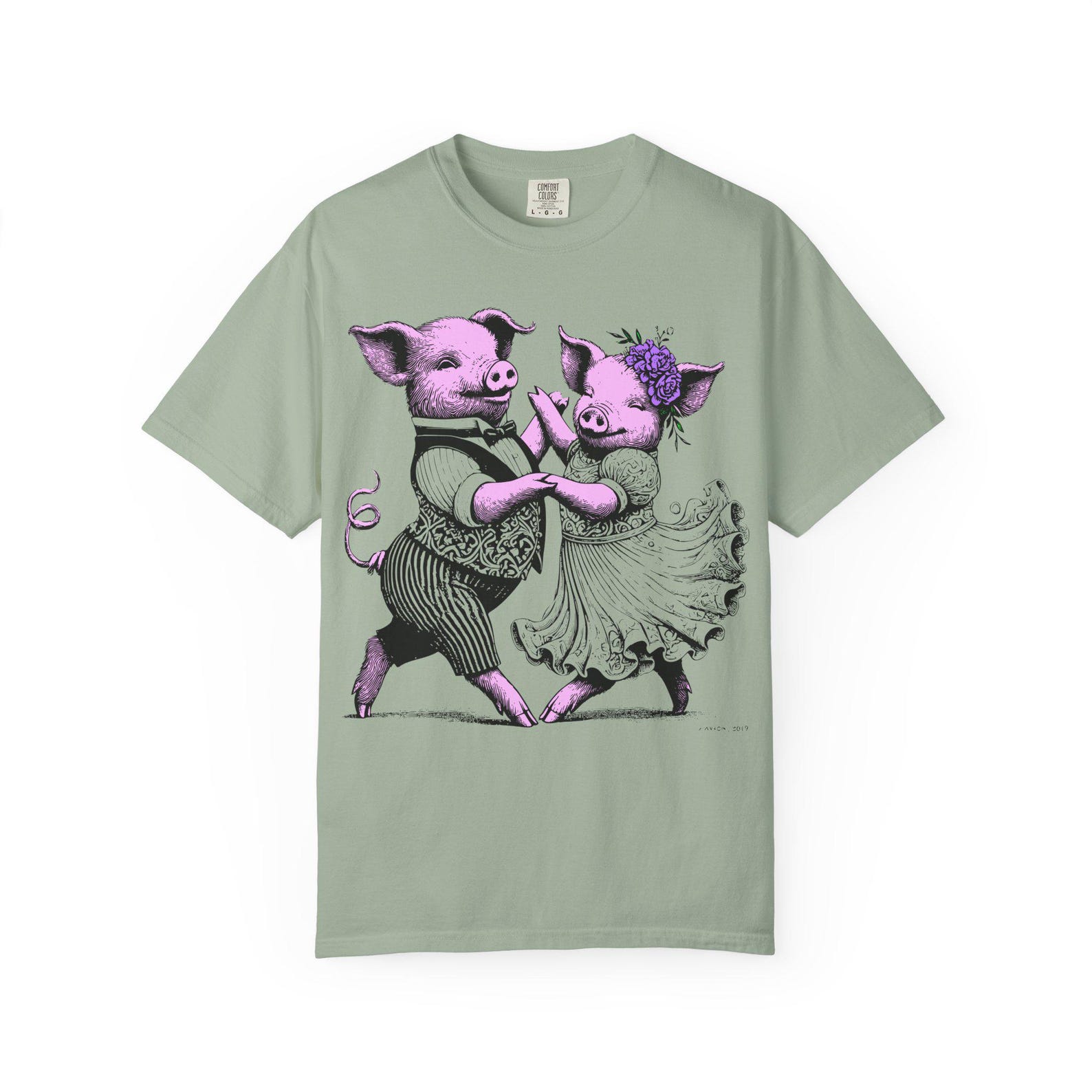 Dancing Pigs T-Shirt | Whimsical Wedding Apparel, Animal Lover Gift S