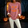 Women's Lined Long Sleeve Neck Top with Halloween Print for Winter Daily Wear