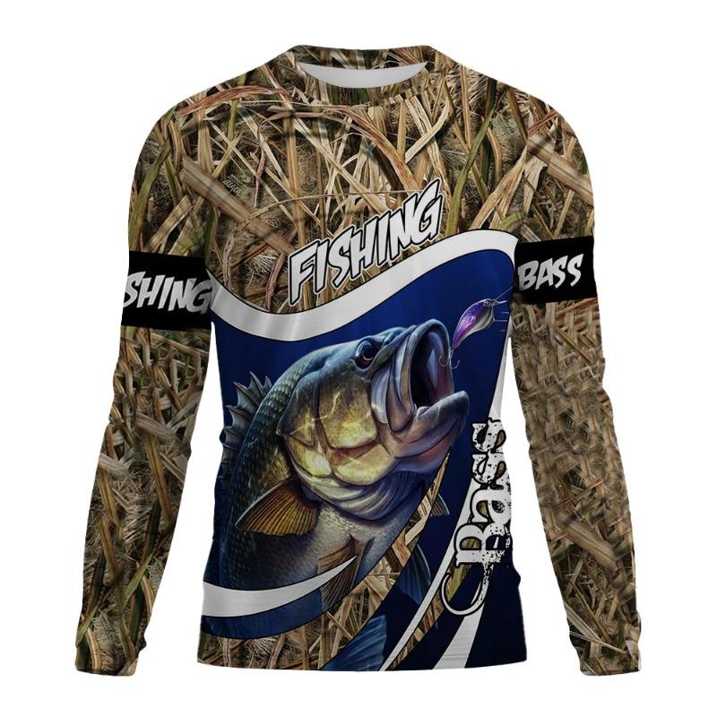 2026 New Spring And Autumn Men's Long Sleeve T-shirt With Fish Pattern Printing Outdoor Fishing Essential T-shirt