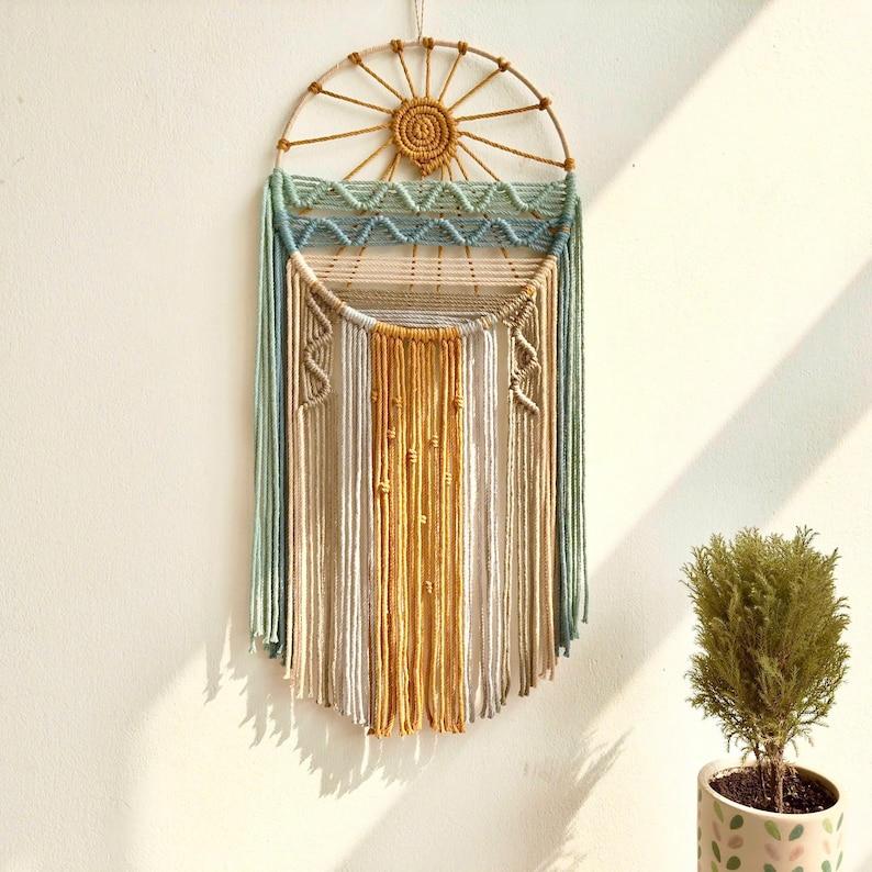 Macrame Sunrise Sunset Wall Hanging: Boho Beach Decor