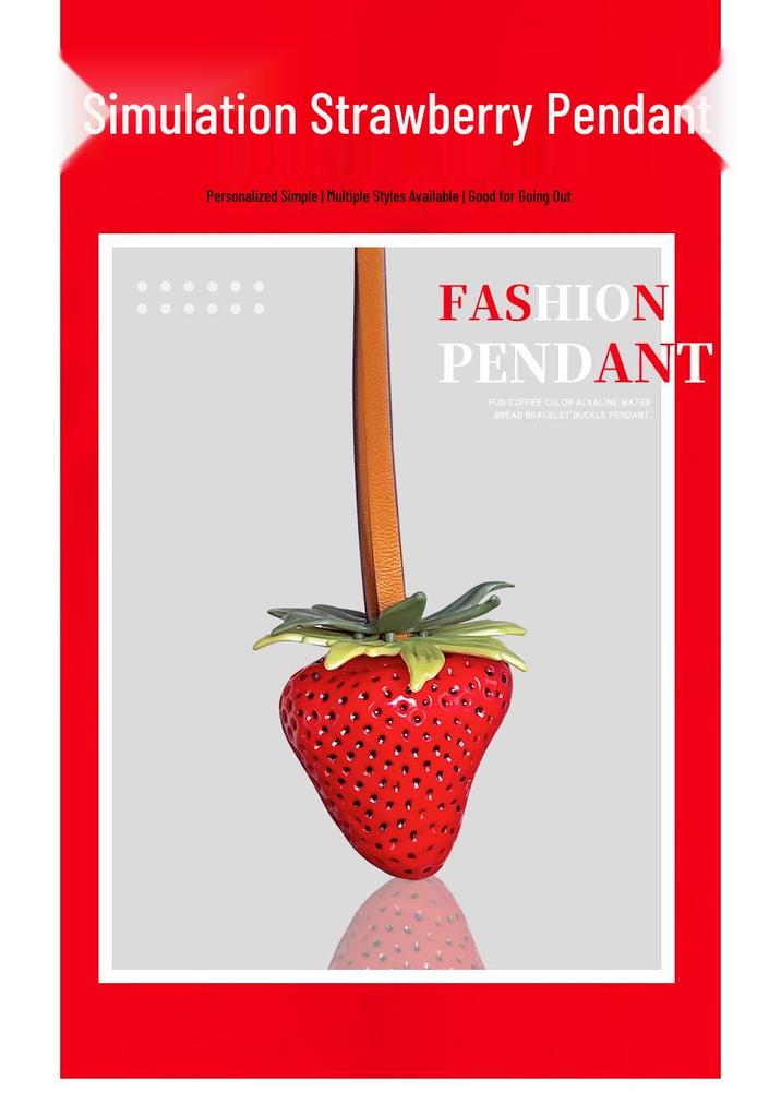 Creative Strawberry Keychain Pendant - No Worries Large Strawberry Ornament for Car Mirror or Bag, Perfect Small Gift