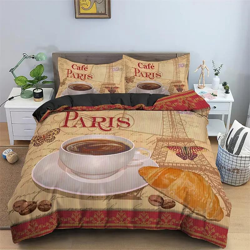 Paris Eifel Tower Twin King Soft Duvet Cover Romantic Theme Swet Couple Beding Set Microfiber Flower Warm Comforter Cover For Girl Ten